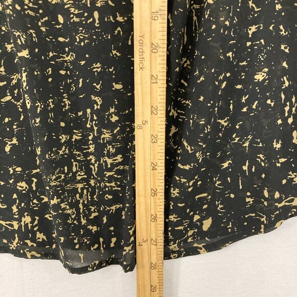 Converse Top size XL Black Tan Abstract Sheer Long Sleeve Popover Blouse - Picture 5 of 10